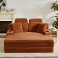 thumbnail image 5 of Miniyam 64in Compressed 2-in-1 Upholstered Chaise Sleeper Compressed Sofa Bed No Assembly Required, Orange, 5 of 16