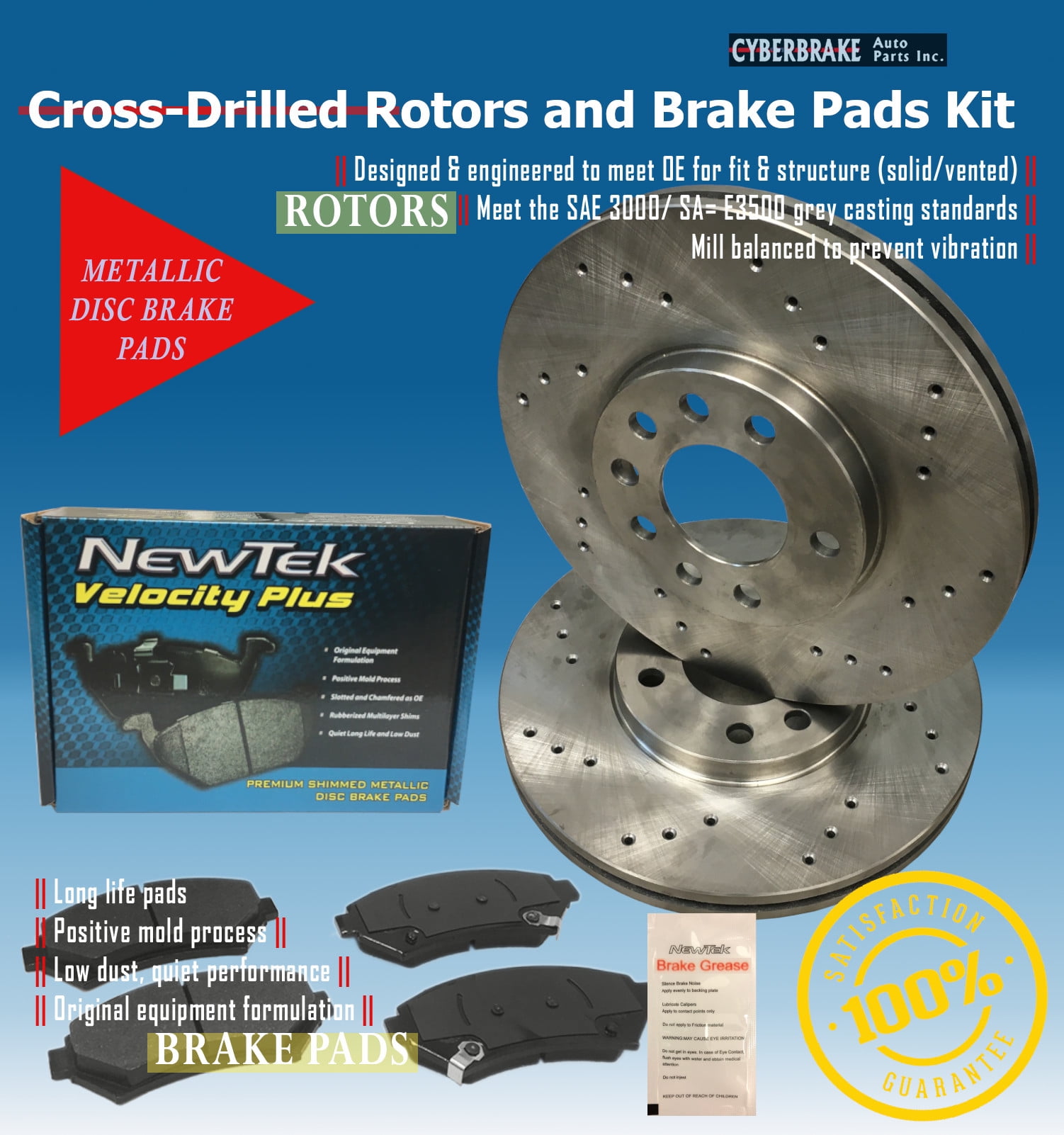 DK10726D Front Drilled Rotors and SemiMetallic Brake Pads