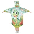 thumbnail image 2 of Wearable Blanket with Sleeves and Pocket Oversized Hooded Sweatshirt 3-14 YR Cute Cartoon Dinosaur M, 2 of 7