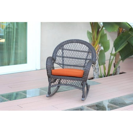 Jeco Inc. Wicker Rocker Chair with Cushions (Set of 4)