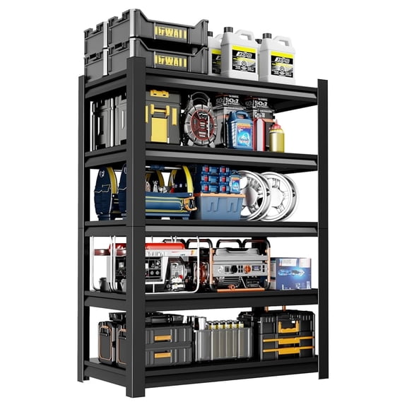 24" W Garage Shelving,5-Tier Heavy Duty Shelving Unit,3000LBS Adjustable Metal Storage Shelves, Units for Industrie,Shed,Warehouse,Basement,Black,24" W x 16" D x 63" H