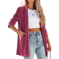 thumbnail image 4 of Hanerdun Women Velvet Suit Blazers Female Solid Shawl Collar Cardigan Pink XL, 4 of 5