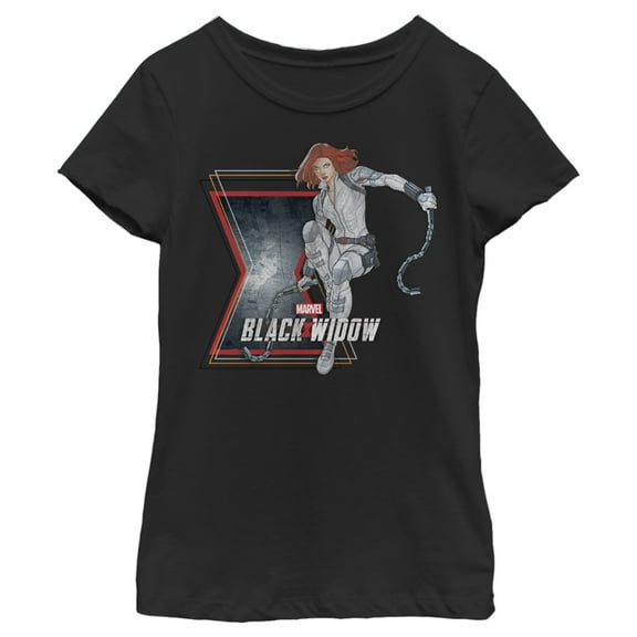 Girl's Marvel Black Widow Vintage Pose Graphic Tee Black Large
