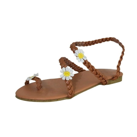 

Wmkox8yii Women s Leisure Beach Vacation Light All Over Toed Flower Flat Roman Sandals