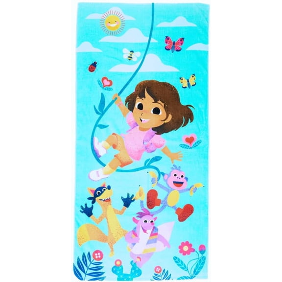 Dora the Explorer Kids Cotton Beach Towel, 28" x 58" — Officially Licensed Nickelodeon, Ages 3