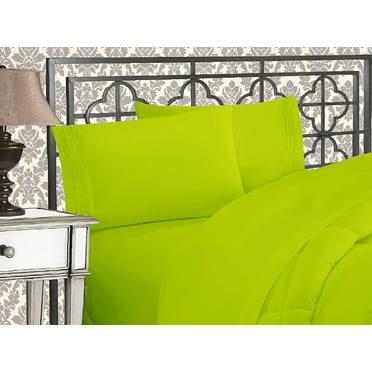 Celine Linen ® Luxury Silky-Soft 1500 Series Wrinkle-Free 4-Piece Bed Sheet Set, Deep Pocket up to 16 inch, King Lime