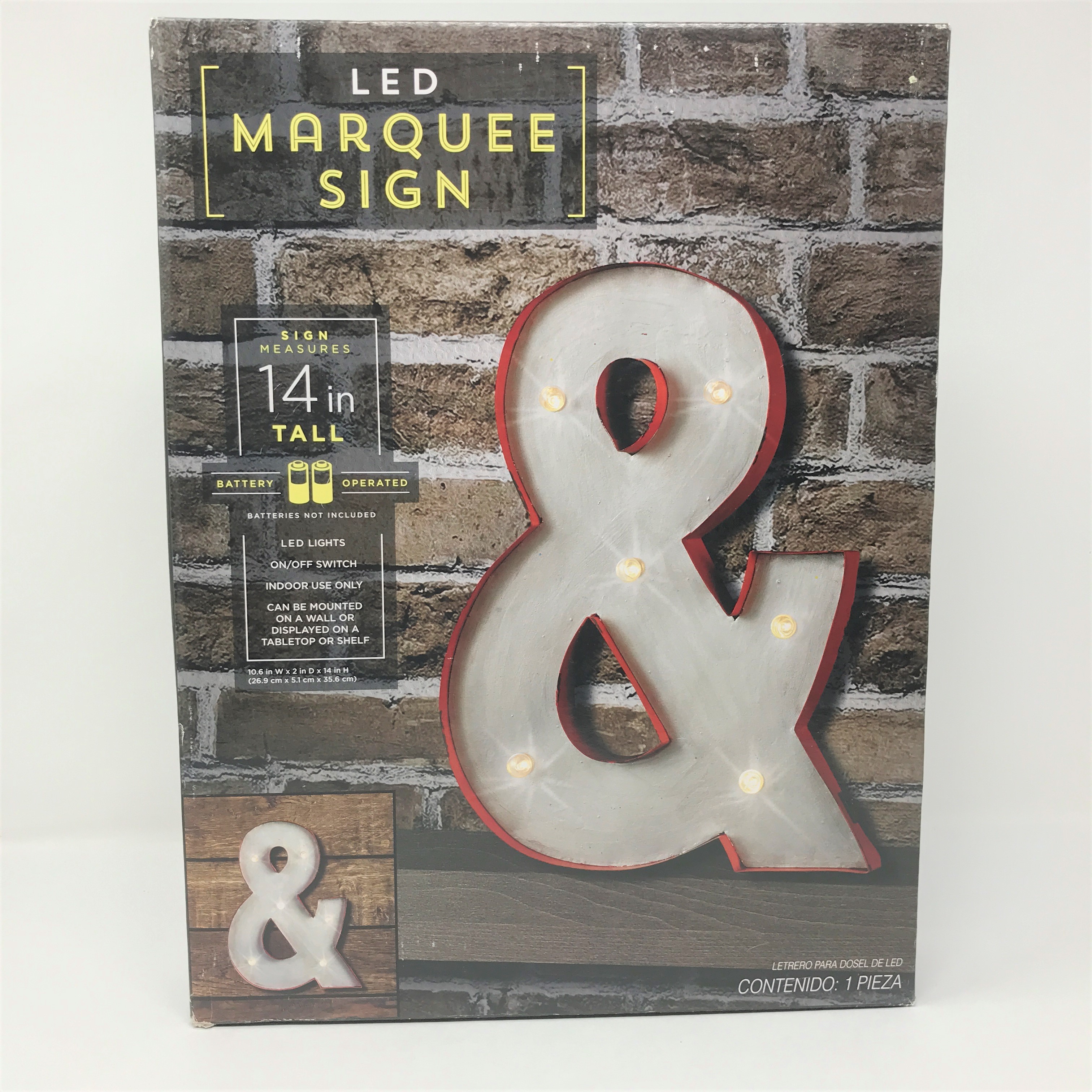LED Marquee Lights & Ampersand / And Sign 14 Inches Tall Indoor LED