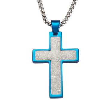 Reve Stainless Steel Cross Pendant Necklace | Red & Silver Unisex Necklace With 24 Inch Curb Chain