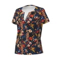 thumbnail image 2 of Naloa Vintage Floral Print T-Shirts Short Sleeve V Neck Tees for Women Fashion Tops Trendy Lightweight Soft Casual Summer Outfits Clothes, 2 of 5