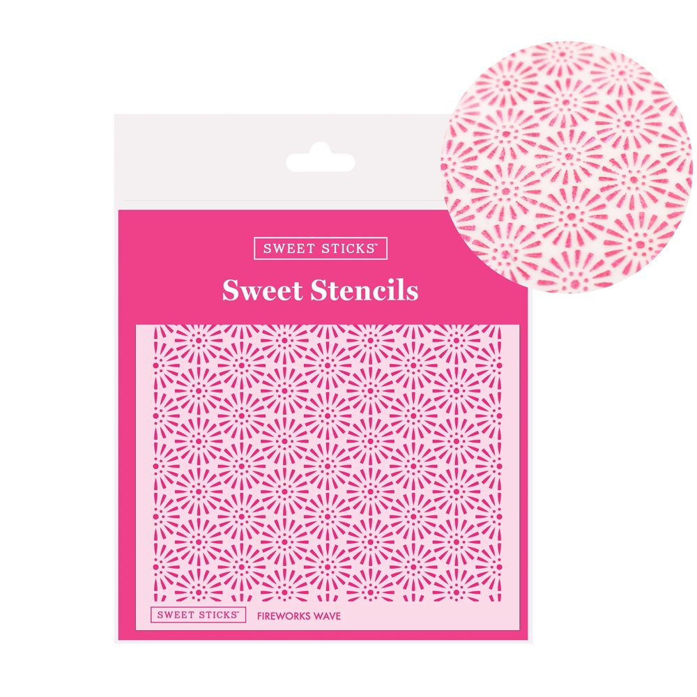 Sweet Sticks CookieandCupcake FoodDecorating Stencil, Fireworks Wave