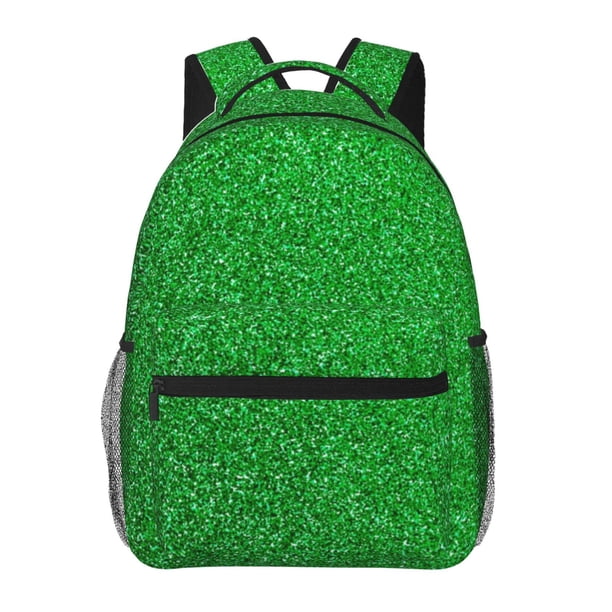 Easygdp Green Sparkling Shiny Mochila Ergonómica Versátil para Laptop - Múltiples Bolsillos, Correas Ajustables, Unisex para Escuela, Viajes y Actividades al Aire Libre-One Size