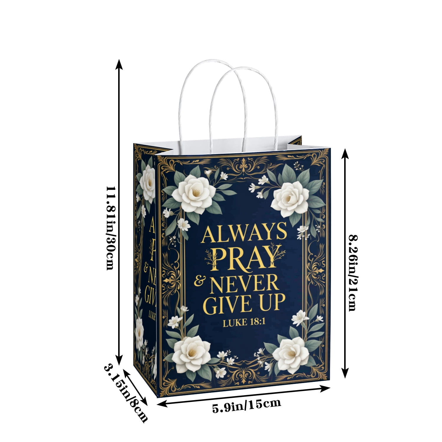YAHAFEPY 20Pcs Christian God Bless Party Favor Bags, Bible Easter Sunday School Kraft Candy Gift Bags with Handles