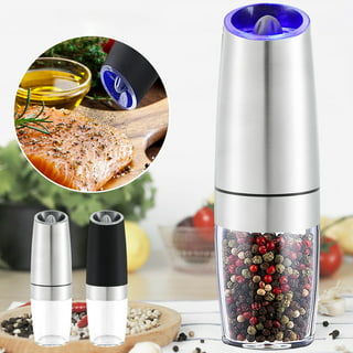 Niyofa Battery Operated Stainless Steel Pepper or Salt Grinder (Size 7.9 x 2), Clear