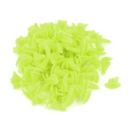 Unique Bargains 100 Pcs Vehicle 4 x 2mm Yellow Green Door Fender Fastener Plastic Rivets Clips