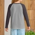 thumbnail image 3 of BOMYJESK Girls Long Sleeve Shirts Raglan Sleeve Cute Crewneck Blouses Tops Fashion Fall T Shirts Loose Color Block T Shirts Top Gray 4-5Y, 3 of 5