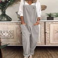 thumbnail image 6 of Gray Ladies Faux Gauze Linen Jumpsuits Brunch Coveralls Pants Catsuit for Women Loose Fit Thin Overall Straight Leg Basic Long Leg Summer Fall Jumpsuits 2025 L, 6 of 8