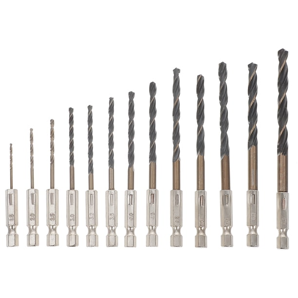 Juego de 13 brocas de cabeza hexagonal HSS de 1,5-6,5 mm para madera, acero y metal.
