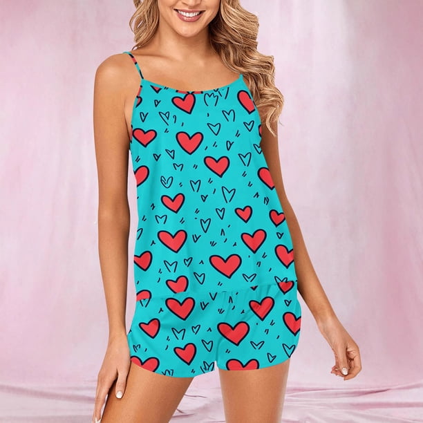 Puntoco Conjuntos de pijama cómodos para mujer Camisola de mujer Pantalones cortos de manga corta Conjunto de pijama para el hogar transpirable y cómodo