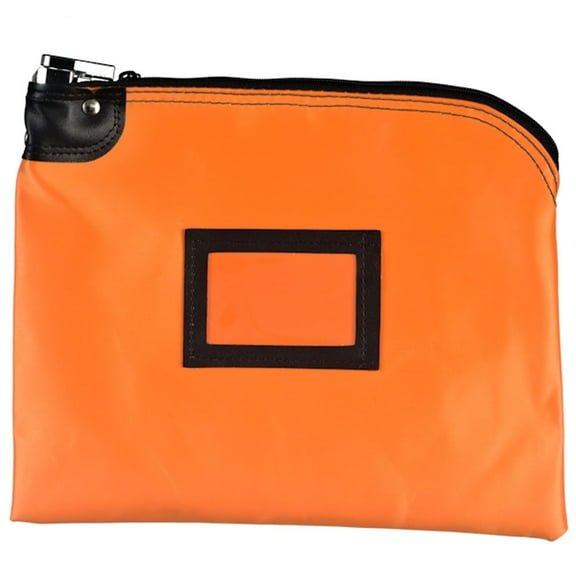 Keyed Secure Tough Safe Locking Bag W/ Zipper-12W x 9H Orange Laminated Nylon