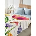 thumbnail image 4 of Spring Floral King Size Flat Sheet, Wrinkleproof & Fadeproof Cooling Flat Bed Sheet Only, Rustic Tulip Butterfly Botanical Summer Breathable Soft Bedding Top Sheets 105 x 98 Inches, 4 of 8