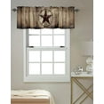 thumbnail image 3 of Valance Curtains for Windows Texas Star Wooden Board Window Treatment Curtains Vintage Farm Wood Grain Short Curtain Rod Pocket Valances for Kitchen Bathroom Living Room, 1 Panel 54x18 Inch, 3 of 5