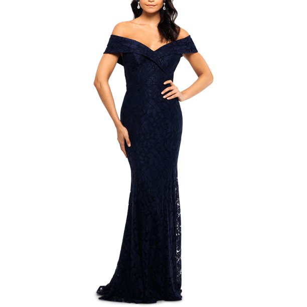 Xscape Xscape Womens Petites Lace OffTheShoulder Evening Dress