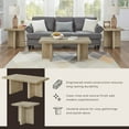 thumbnail image 6 of Roundhill Furniture Mchome 3-Piece Coffee Table Set, Coffee Table and Two End Tables, Oak Finish, 6 of 14