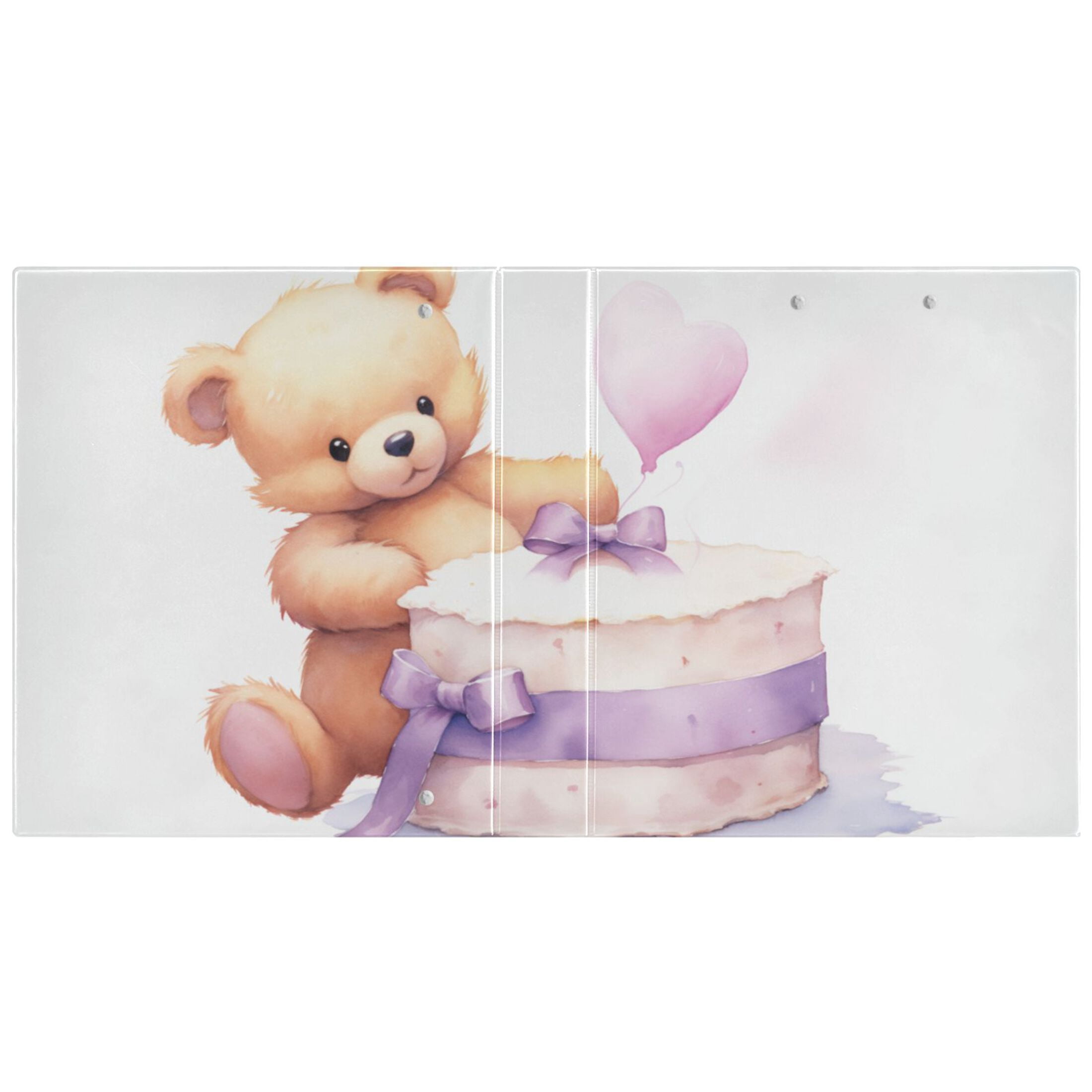 Bear Cake Balloon Bow 3 Ring Binders 1.5 inch Hardcover File Folders with Interior Pockets A4 Size Organizer for School Office Hospital