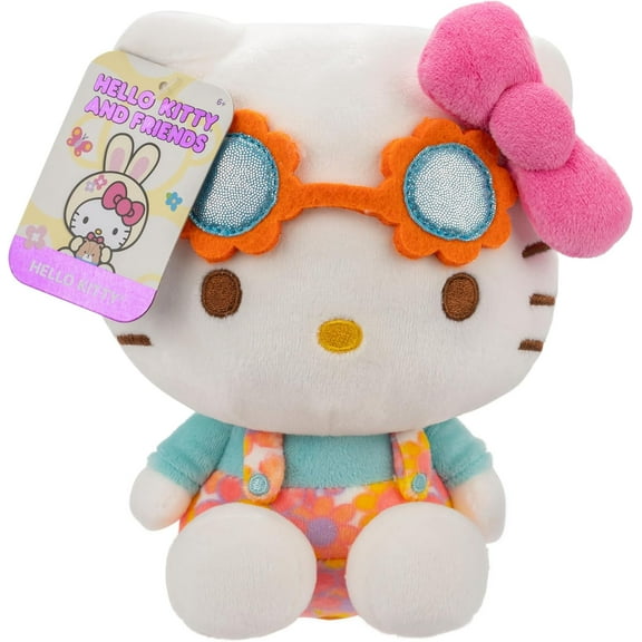 Hello Kitty and Friends 8" Flower Plush w/Flower Overalls & Sunglasses - Officially Licensed Sanrio -Soft Doll Plushie Stuffed Toy - Easter Basket Stuffer Gift for Kids, Girls, Boys