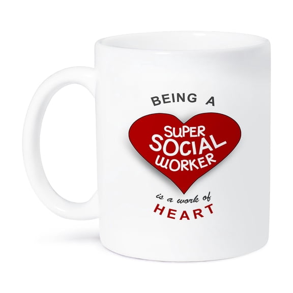 3dRose, Being a Super Social Worker is a work of Heart - red job appreciation, 11oz Mug