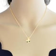 thumbnail image 3 of AFFY Round Simulated Emerald Bezel Set Lotus Bud Pendant Necklace 14k Yellow Gold Over Sterling Silver With 18" Chain, 3 of 3