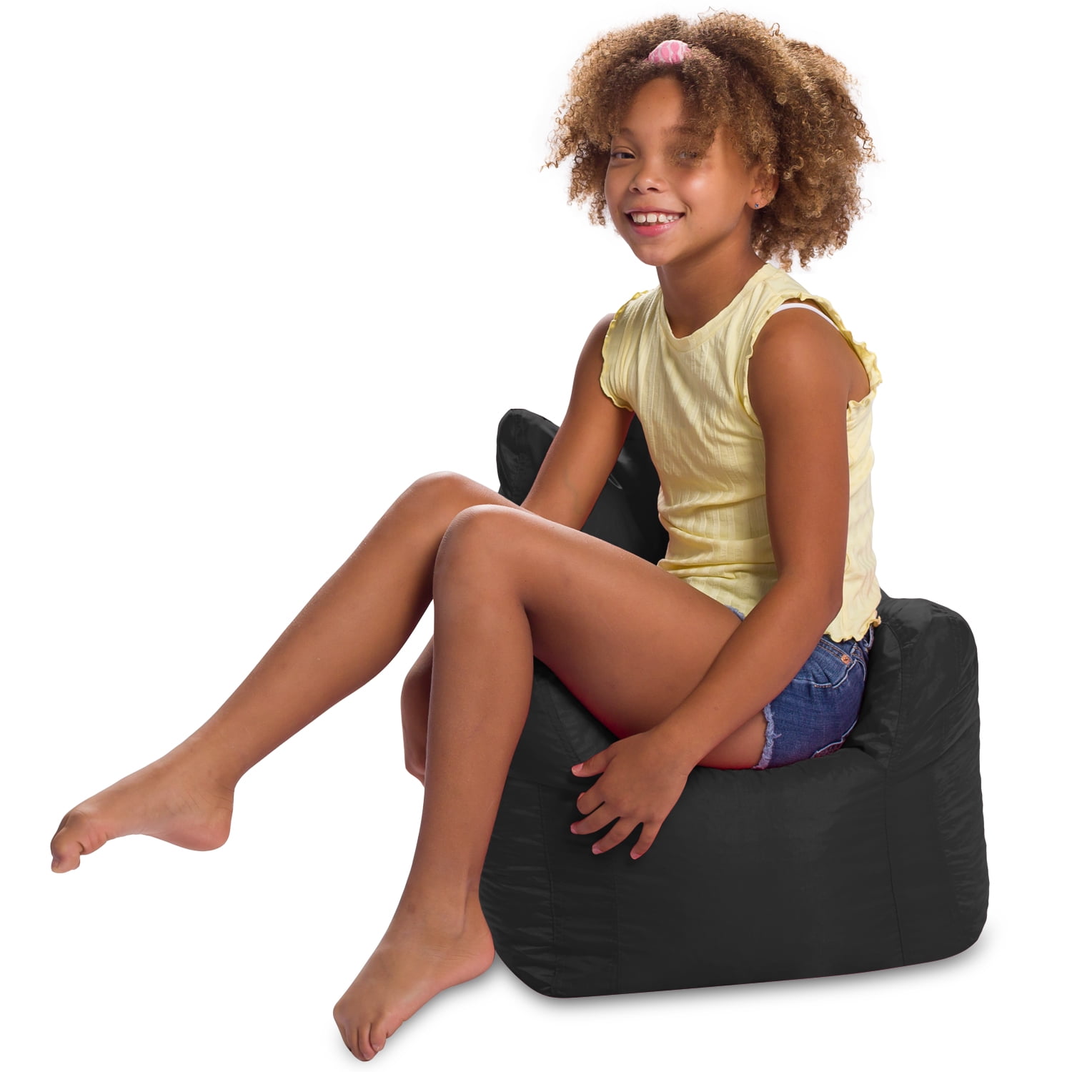 Posh Creations Pasadena Bean Bag Chair, Kids, 1.8 ft, Black