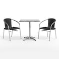 thumbnail image 6 of Emma + Oliver 27.5" Square Aluminum Table Set-2 Black Rattan Chairs, 6 of 13