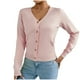 thumbnail image 2 of Suéter de cuello en V para mujer, suéter de punto de color liso con cuello en V, cárdigan con botones, blusa para mujer, 2 of 8
