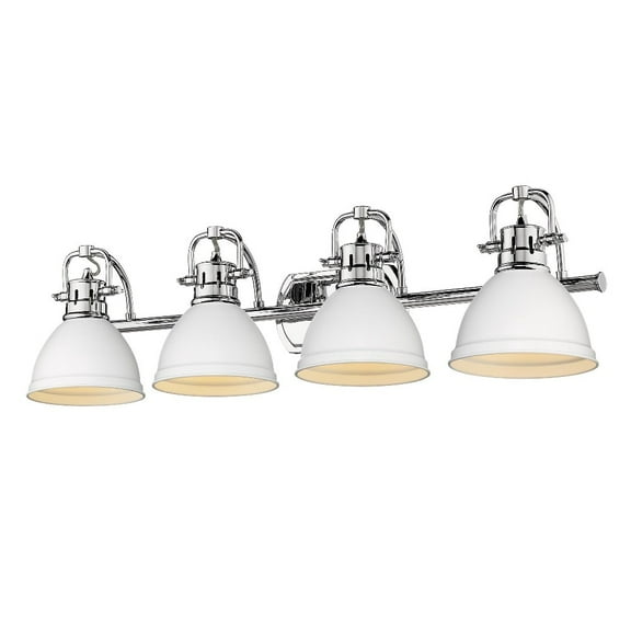 Yep by Golden Lighting Duncan 4-light Vanity in Chrome and Matte White shade