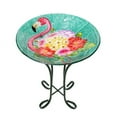 thumbnail image 1 of Teamson Home Bain d'Oiseaux Extérieur en Verre de 17,8 Po, Flamant Rose Peint à la Main, Multicolore, 1 of 5