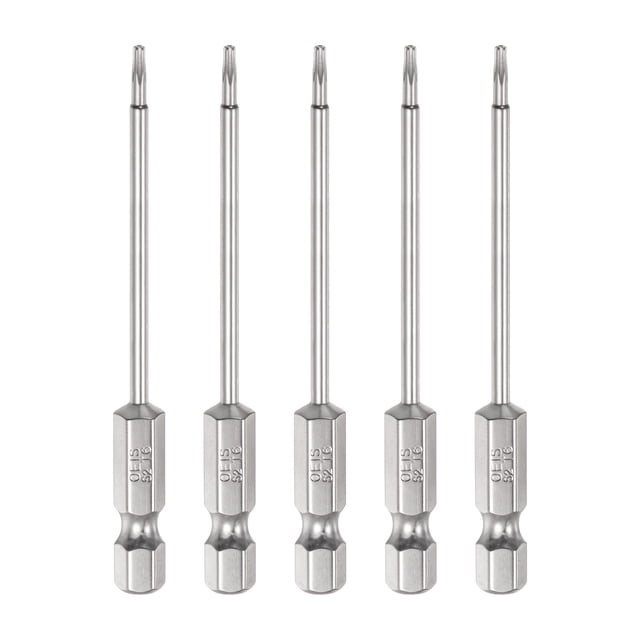 Unique Bargains 5 Pcs Embout de Sécurité Torx 1/4 Pieds Tige Hexagonale 3 Pieds Long Embouts de Forage T6 Torx Star S2 Acier Résistant à l'Infirmabilité