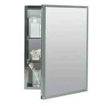 Zenna Home Designer Series Edge-Lit LED Framed Mirror Medicine Cabinet, Aluminum, Right-Hinged Door