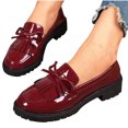 thumbnail image 5 of Miluxas Women's Patent Leather Loafers Flat Low Heel Slip On Pumps Round Toe Fashion Dress Uniform Work Shoes Red 7(38), 5 of 9