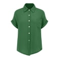 thumbnail image 3 of Outfmvch Cotton Button Down Shirts for Women Women's Blouses & Button-down Shirts Loose Gauze Tunics Oversized Boyfriend Solid Tunic Tops Womens Linen Tops Green 4XL, 3 of 8