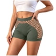 thumbnail image 2 of Women's Seamless Workout Shorts, High Waist & Stylish Mesh Cutouts, Breathable Support for Gym & Casual Looks Army Green S, 2 of 7