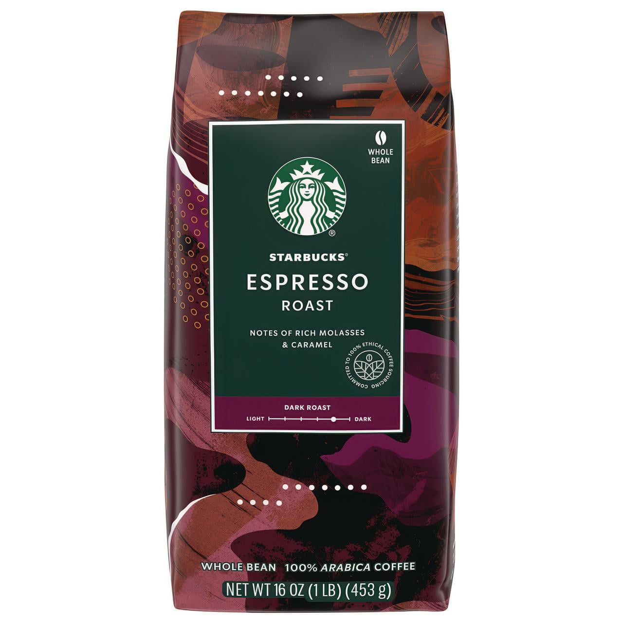 Starbucks 100% Arabica Espresso Whole Bean Coffee, Dark Roast, 16