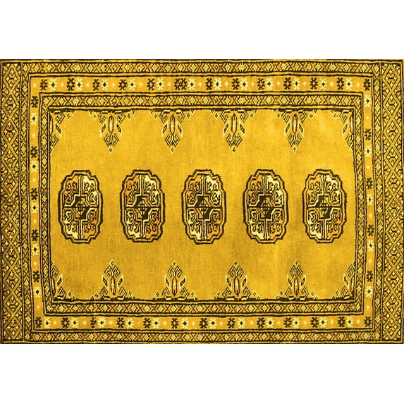Ahgly Company Machine Washable Indoor Rectangle Southwestern Yellow Country Area Rugs, 2' x 3'