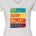 thumbnail image 4 of Inktastic Nail Tech Eat Sleep Nail Art Repeat Women's V-Neck T-Shirt, 4 of 5