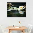 thumbnail image 2 of JEUXUS Zen White Lotus Flower Wall Art Black and White Lotus on Spa Stone and Water Picture Canvas Print Artwork for Yoga Meditation Room Bathroom Wall Decor 20x16in, 2 of 4
