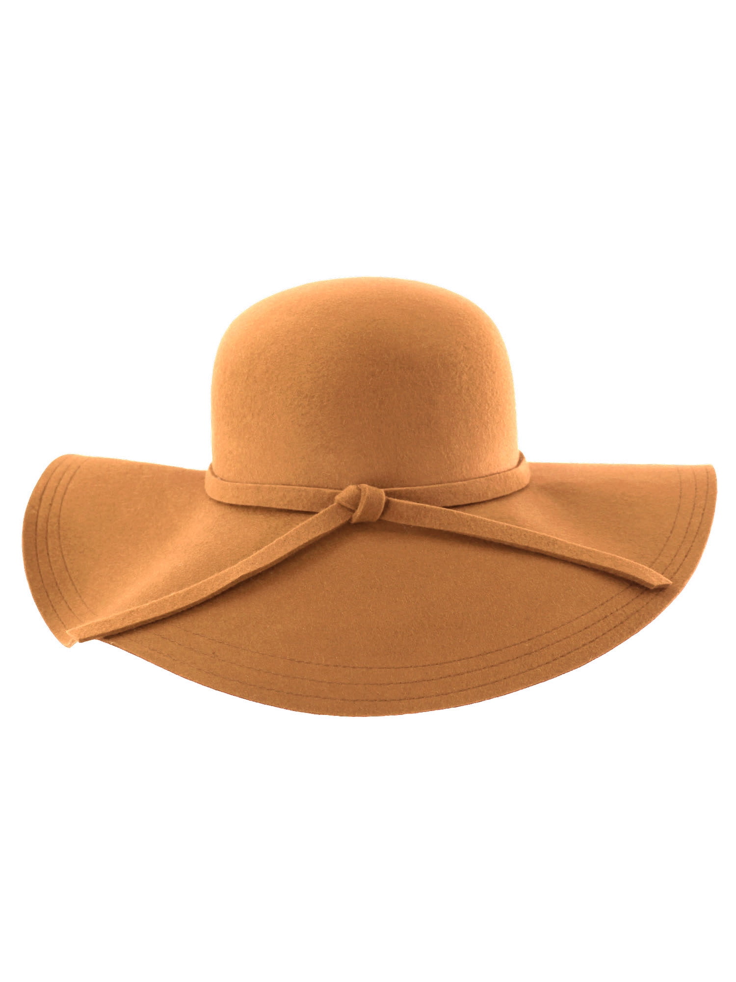 Camel Wide Brimmed Wool Floppy Hat 