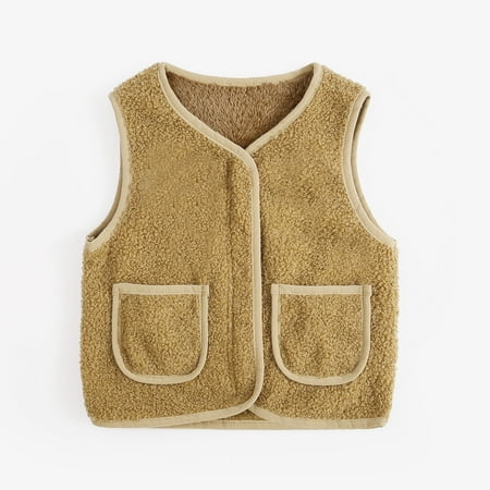 

ZMHEGW Toddler Jackets Children Girls Boys Solid Warm Thick Spring Winter Sleeveless Vest Clothes Zipper Kids Coats
