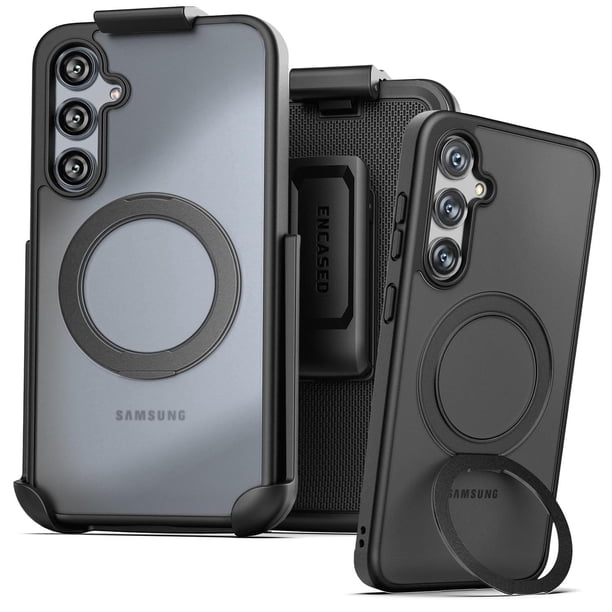 Funda para Cinturón Encased Samsung Galaxy S24 FE escarcha negro con Clip y Soporte Magnético Girato