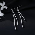 thumbnail image 5 of Sterling Silver Crystal Rhinestone Linear Drop Earrings for Women Teens CZ Long Dangle Earrings Tassel Chain Studs, 5 of 6