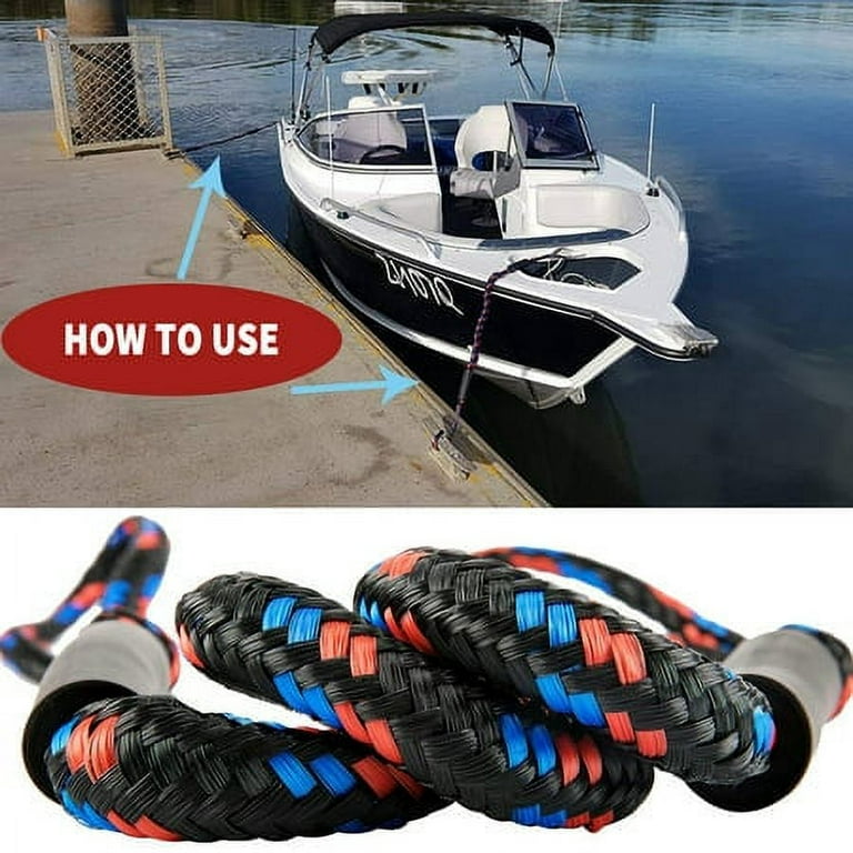 2-Pack Bungee Boat Dock Line Mooring Rope Accessories Boat Docking